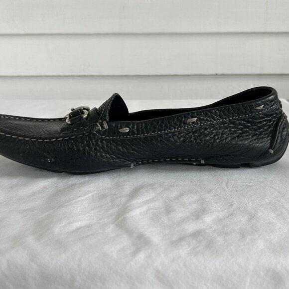 Prada Black Leather Bit Loafers Moccasins Driving Flats Pebbled Slip-On Size 38 - Picture 13 of 15
